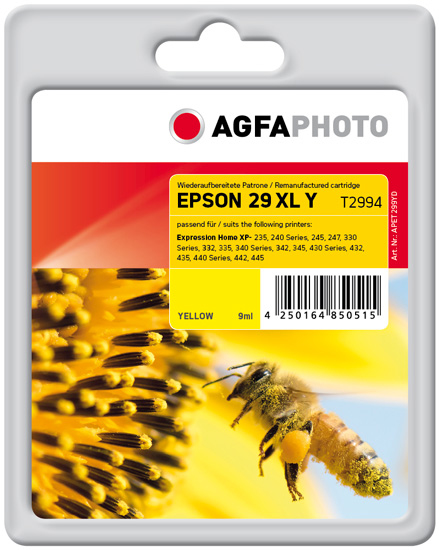 AgfaPhoto APET299YD inktcartridge 1 stuk(s) Normaal rendement Geel