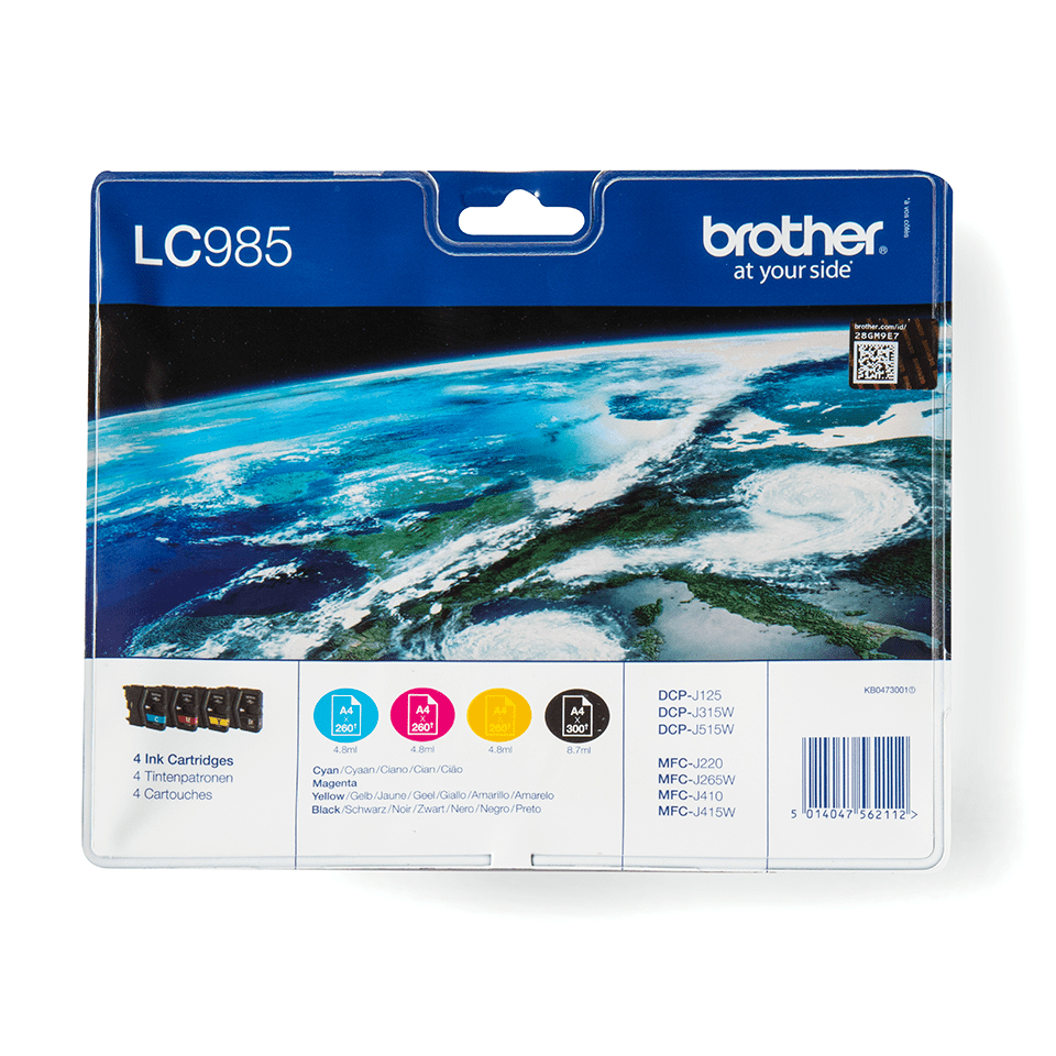 [175005440055] Brother LC985VALBP inktcartridge 4 stuk(s) Origineel Zwart, Cyaan, Magenta, Geel
