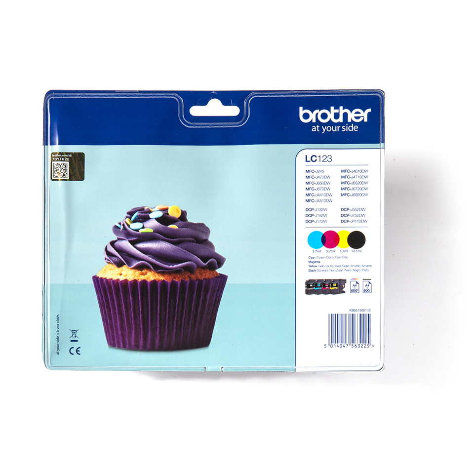 [175005440058] Brother LC-123VALBP inktcartridge 4 stuk(s) Origineel Zwart, Cyaan, Magenta, Geel