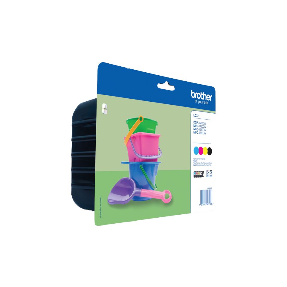 [175005440059] Brother LC-221 inktcartridge 4 stuk(s) Origineel Normaal rendement Zwart, Cyaan, Magenta, Geel