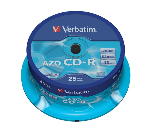 [225076440023] Verbatim CD-R AZO Crystal 700 MB 52x 25 stuk(s)